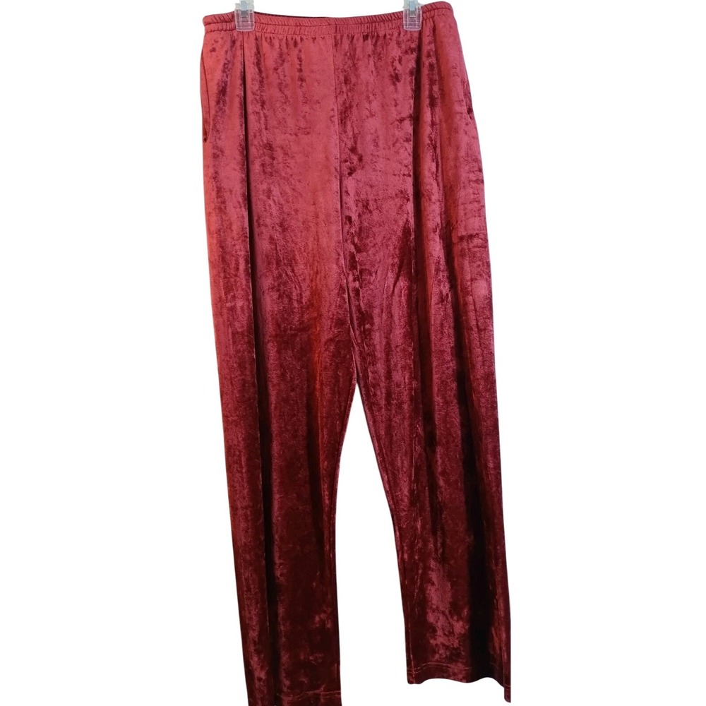 Womens Velvet Pants M red Comfy Loungewear y2k cozy oversized Whimsygoth 90s